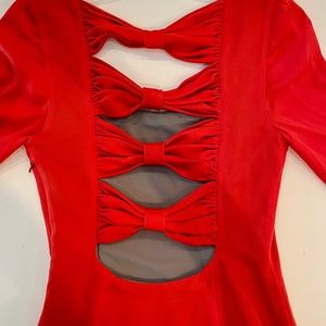 Original Mara Hoffman Fire-Red cocktail dress with open back bow detail
